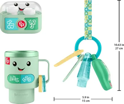 Communicates the exact physical size of the product using dimensional measurements (10.63 in / 27 cm height and 5.9 in / 15 cm width) to help shoppers understand how large the toy is before purchase.