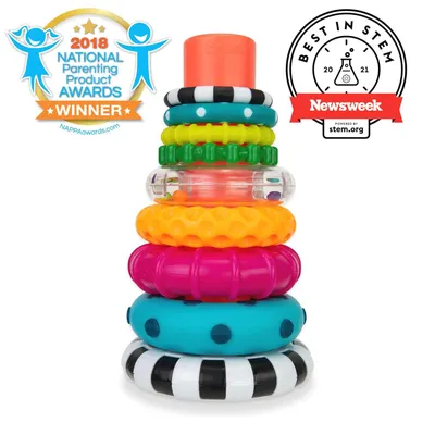 Communicates credibility and trust by showcasing prestigious awards from recognized parenting and STEM organizations, reassuring shoppers that the product is award-winning and endorsed by reputable…