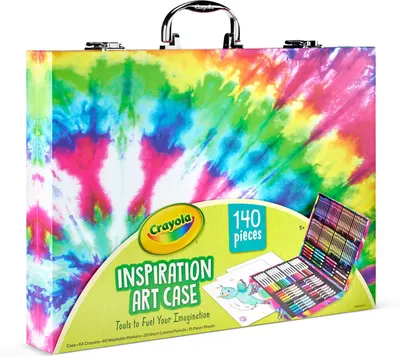 Shows the complete contents of the art case to communicate the comprehensive value and variety of art supplies included in the bundle.