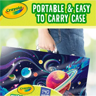Highlights the product's portability and convenience, showing that the case has a handle and is easy for kids to carry on the go.