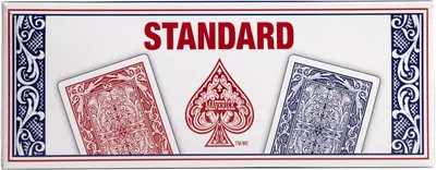 Displays the brand's standard playing card product line, showing both red and blue deck options available to shoppers.