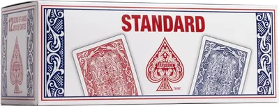 Displays the playing card deck product and its packaging on a clean white background to provide a clear catalog-style view of what the customer will receive.