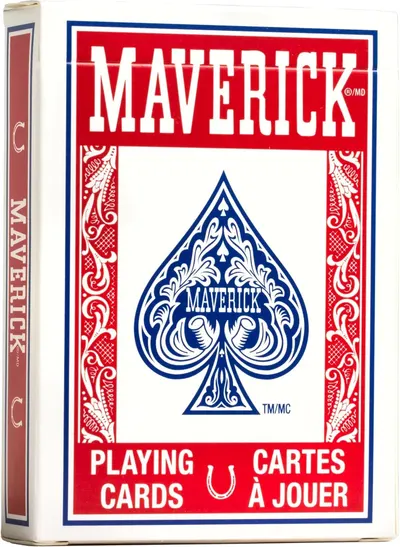 Provides a clean, catalog-style view of the Maverick playing cards packaging to show the product clearly without distractions.