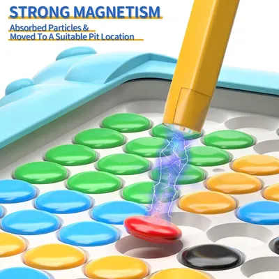 Demonstrates the product's strong magnetic feature that attracts and moves particles to designated locations, highlighting the effectiveness of the magnetic mechanism.