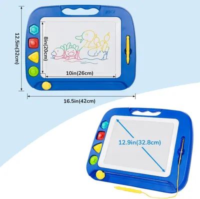 Communicates the exact physical dimensions of the drawing board and its drawing area to help shoppers understand the size and usability of the product.