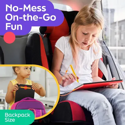 Demonstrates multiple use cases for the product, showing it can be used in the car for travel entertainment and stored in a backpack for portability, emphasizing its versatility for on-the-go…
