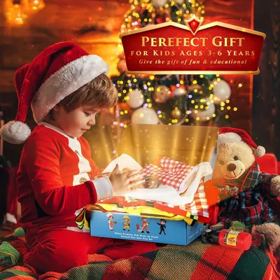 Positions the product as the perfect Christmas gift for young children, emphasizing its fun and educational value during the holiday season. Communicates that this product is an ideal gift choice…