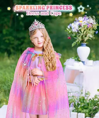 Shows the product being worn by a child in a real-world outdoor setting to help shoppers visualize how the costume looks when used, creating an aspirational and relatable context for the dress-up…