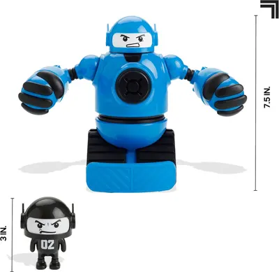 Communicates the exact height of the product (7.5 inches for the blue robot and 3 inches for the black figure) to help shoppers understand the physical size before purchase.