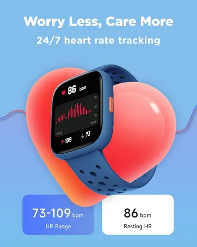 Highlights the smartwatch's continuous heart rate monitoring capability with specific metrics to reassure shoppers about health tracking accuracy and performance. Communicates the peace of mind…