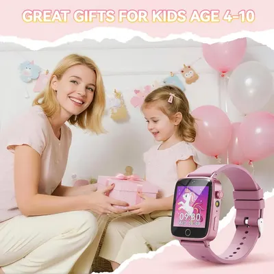 Positions the product as an ideal gift for children aged 4-10, creating emotional appeal through a celebratory party setting with gift-giving imagery. Shows the product in an authentic celebratory…
