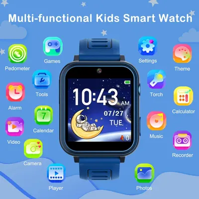 Showcases the extensive range of built-in features and apps available on the kids smartwatch, demonstrating its versatility and value as an all-in-one device for children.