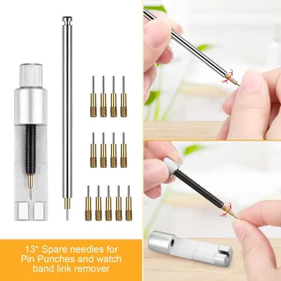 Shows all the components included in the kit—the main tool, multiple spare needles, and accessories—to communicate the complete value and versatility of the purchase.