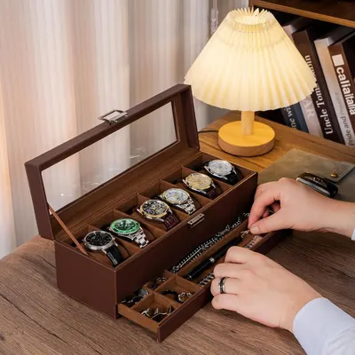 Demonstrates the product in a real-world home environment to help shoppers visualize how the watch organizer fits into their lifestyle and daily routine.