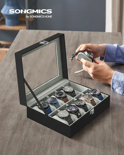 Demonstrates the product in a real-world home setting to show how the watch case organizes and displays a collection elegantly, helping shoppers visualize it in their own space.