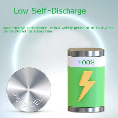 Communicates that the battery has excellent storage performance with low self-discharge and can be stored for up to 4 years, reassuring shoppers about long-term reliability and shelf life.