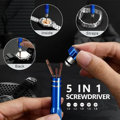 Demonstrates the versatility of the screwdriver tool by showing multiple use cases for watch repair and maintenance, reassuring shoppers that one tool can handle various watch repair tasks.…