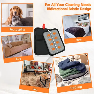 Demonstrates the product's versatility by showing it can be used across multiple cleaning scenarios including pet supplies, sofas, beds, rugs, and clothing, reassuring shoppers of its wide-ranging…