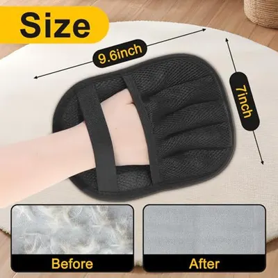 Communicates the exact physical dimensions of the cleaning mitt (9.6 inches by 7 inches) to help shoppers understand the product's size and fit. Demonstrates the cleaning transformation achieved by…