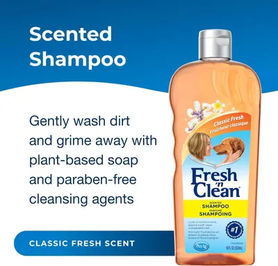 Communicates that the shampoo uses gentle, plant-based, and paraben-free ingredients to clean pets, reassuring shoppers about product safety and effectiveness.