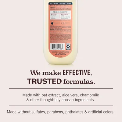 Communicates the brand's commitment to effective, trusted formulas with thoughtfully chosen natural ingredients and transparency about what is included and excluded from their products.