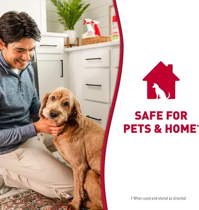 Reassures shoppers that the product is safe to use around pets and in the home, addressing concerns about chemical safety for families with animals. Communicates the single core benefit that the…