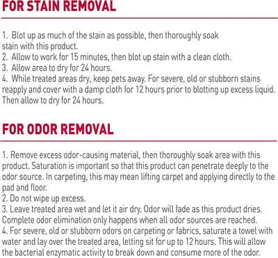 Provides step-by-step instructions for using the product to remove stains and odors, helping shoppers understand the proper application process for best results.
