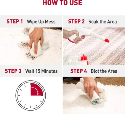 Provides clear step-by-step instructions on how to use the cleaning product to remove stains, making it easy for shoppers to understand the application process.