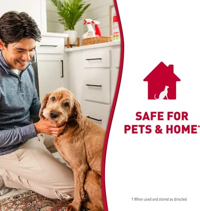 Reassures shoppers that the product is safe to use around pets and in the home, addressing common safety concerns for households with animals. Communicates the single core benefit that the product…