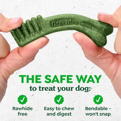 Reassures pet owners that this dog treat is safe and free from rawhide, addressing common safety concerns about pet chews. Highlights three distinct safety and usability benefits in a segmented…
