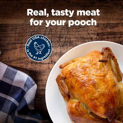 Communicates that the product contains real, high-quality USA chicken as the primary ingredient, reassuring pet owners about ingredient quality and sourcing.