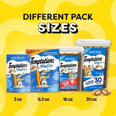 Shows the brand's product lineup side-by-side, helping shoppers understand the different pack size options available (3 oz, 6.3 oz, 16 oz, 30 oz) so they can choose the right size for their needs.