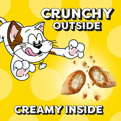 Communicates the product's appealing dual texture—crunchy exterior and creamy interior—to entice shoppers with a clear sensory benefit.