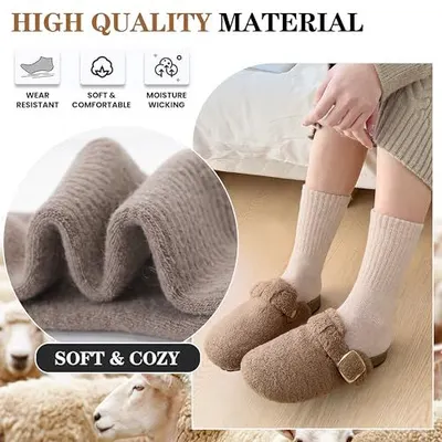 Communicates multiple material benefits of the socks including durability, comfort, and moisture management to reassure shoppers of the product's quality and performance.