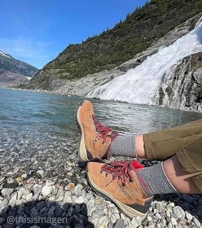 Showcases the product in a real-world outdoor adventure setting to demonstrate its suitability for rugged, scenic environments and active lifestyles.
