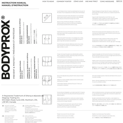 This image provides detailed sequential instructions on how to properly wear and adjust the knee strap product, ensuring correct fit and positioning for optimal support.