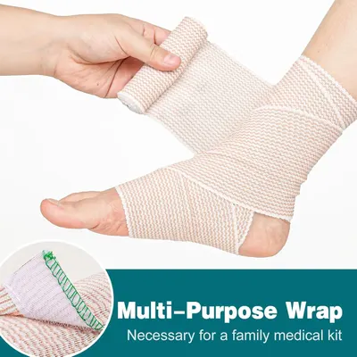 Demonstrates the product's versatility as a multi-purpose medical wrap suitable for various body parts, reassuring shoppers it's an essential item for family first aid kits.