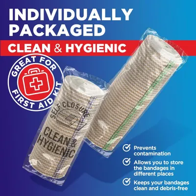 Communicates multiple benefits of the individually packaged bandages including hygiene, contamination prevention, storage convenience, and cleanliness to reassure shoppers about product quality and…