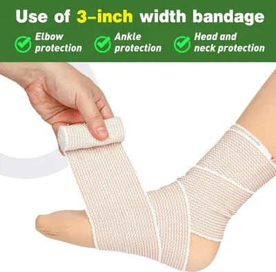 Demonstrates the versatility of the 3-inch bandage by showing it can be used for multiple body areas, reassuring shoppers of its multi-purpose functionality.