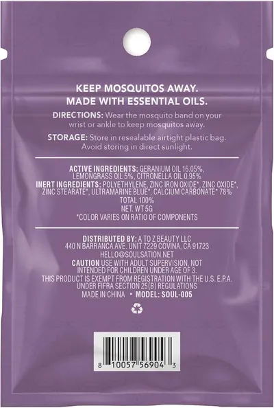 Explains how to use the mosquito band (wear on wrist or ankle) and how to store it properly, helping shoppers understand the simple application and care requirements.