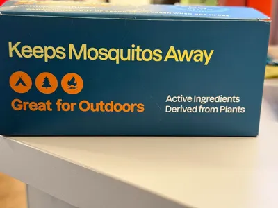 Communicates the primary benefit of keeping mosquitoes away while highlighting its suitability for outdoor activities and natural plant-based formulation to reassure shoppers about effectiveness and…