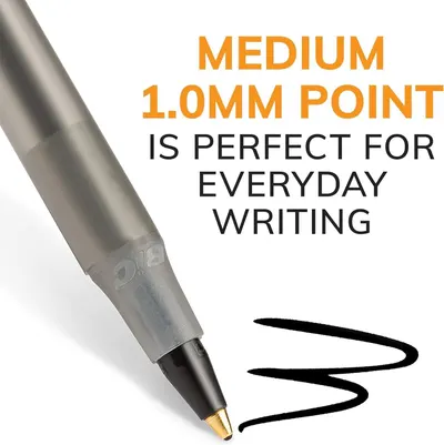 Highlights the pen's medium 1.0mm point size as ideal for everyday writing, reassuring shoppers about its versatility and suitability for general use.