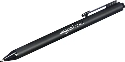 Provides a clean, catalog-style view of the Amazon Basics pen to show the product clearly without distractions.