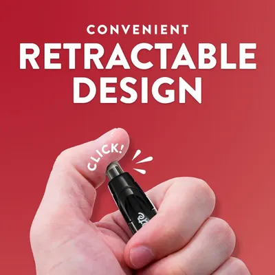 Highlights the convenient retractable mechanism of the product, demonstrating ease of use with a simple click action to reassure shoppers of its user-friendly design.