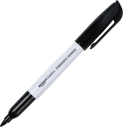 Provides a clear, unobstructed view of the AmazonBasics permanent marker on a white background for catalog purposes.