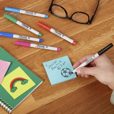 Shows the Sharpie markers in an authentic everyday setting to help shoppers visualize how the product fits naturally into their work, school, or home environment.