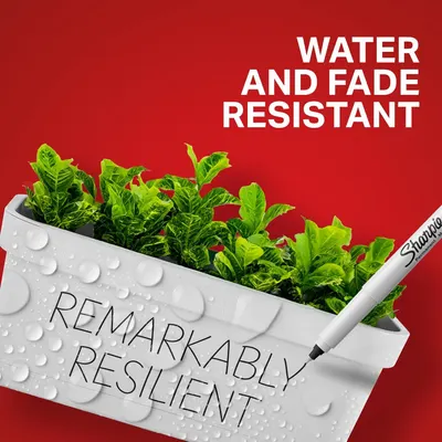 Communicates that the product is water and fade resistant, reassuring shoppers that their markings will remain durable and legible even when exposed to moisture or sunlight.