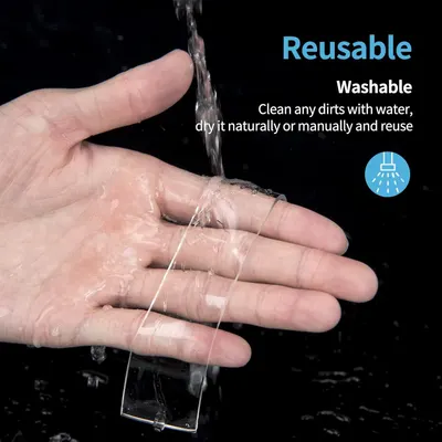 Communicates that the product is reusable and easy to clean with water, emphasizing convenience and sustainability for shoppers.
