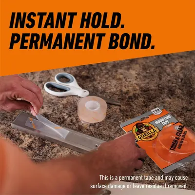 Communicates the product's dual benefit of providing both immediate adhesion and a permanent bond, reassuring shoppers of its strong, reliable performance.