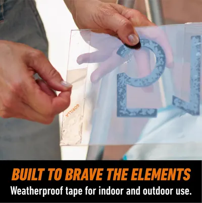 Communicates that the tape is weatherproof and built to withstand harsh conditions for both indoor and outdoor applications, reassuring shoppers of its durability and versatility.